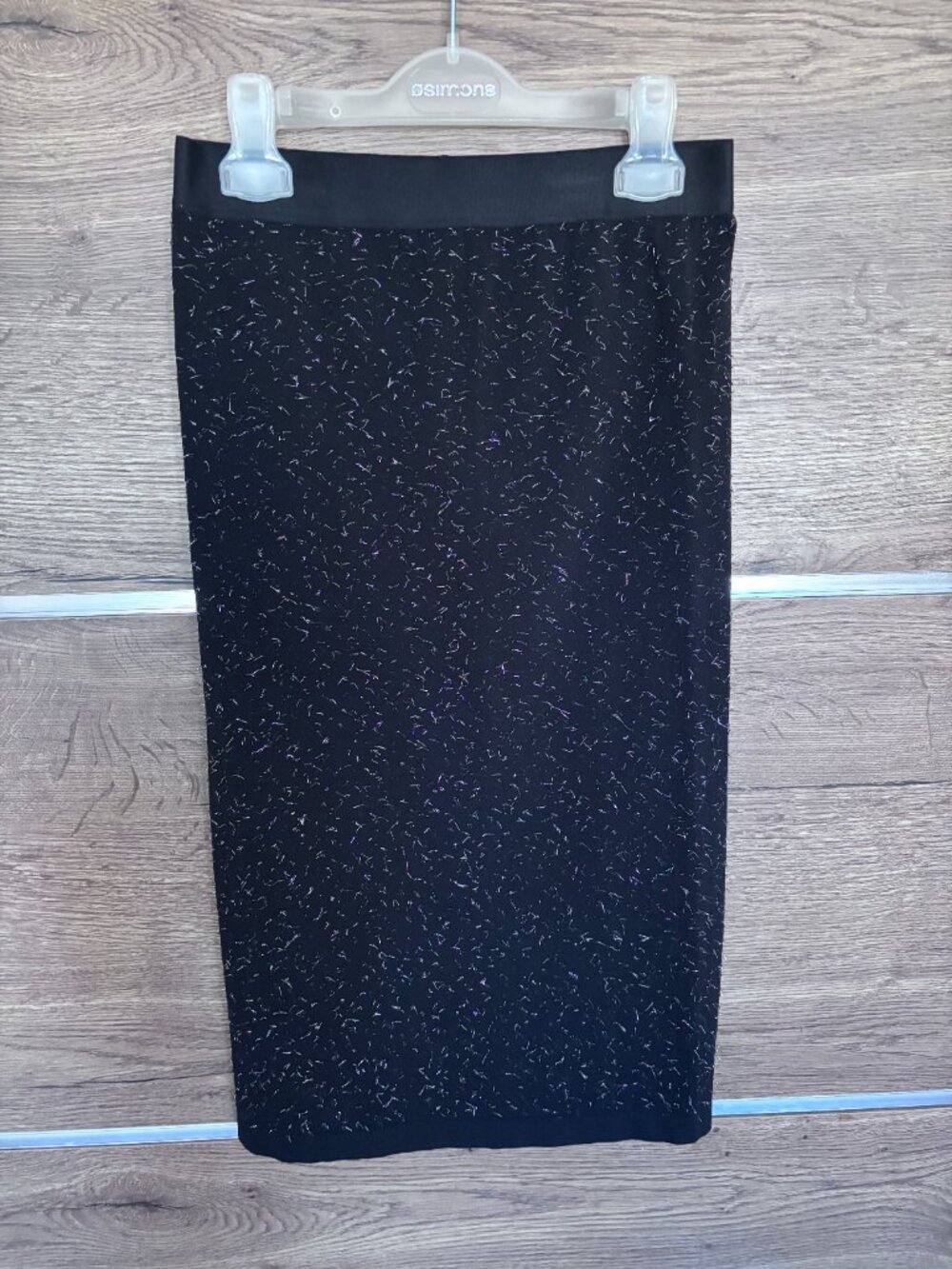 Wolford Black & Silver Thread Stretch Pencil Skirt - Size M